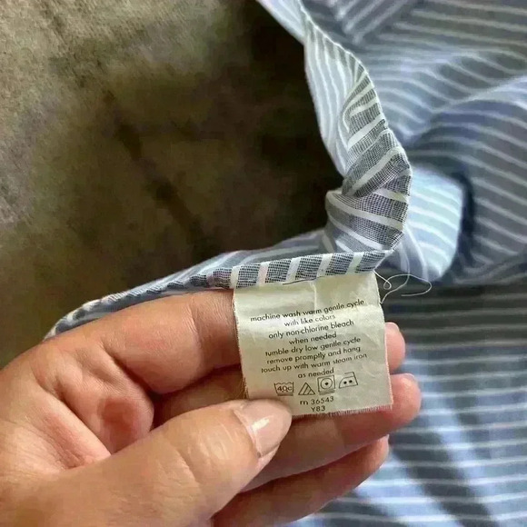 Michael Kors Blue & White Striped Long Sleeve Collar Button Up Shirt - Picture 7 of 7